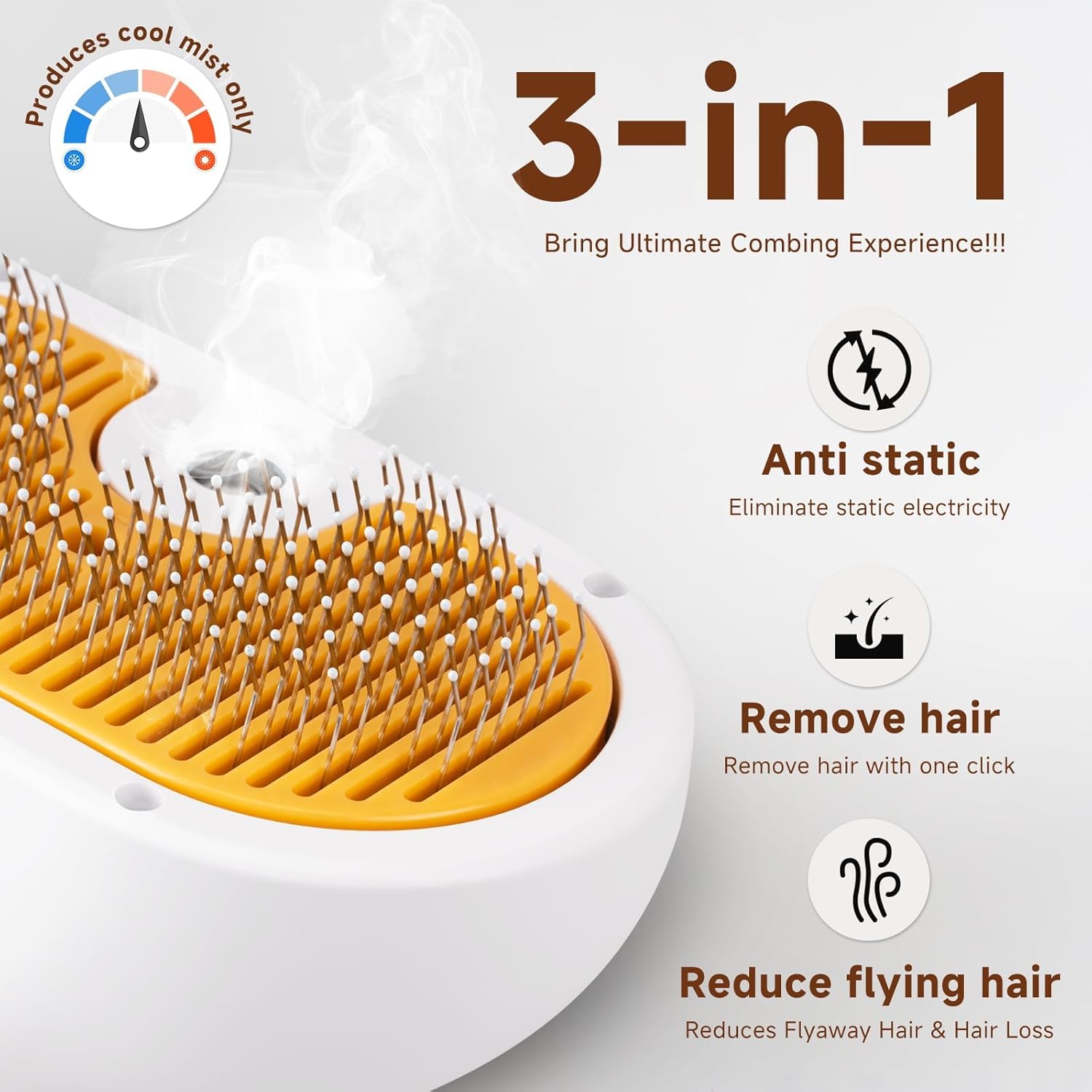 Pet Steam Brush for Dog & Cat – 3-in-1 Spray Hair Removal Comb – Steam for Shedding & Grooming – Water Brush for Long & Short Haired Pets – Spritz Defur Comb –