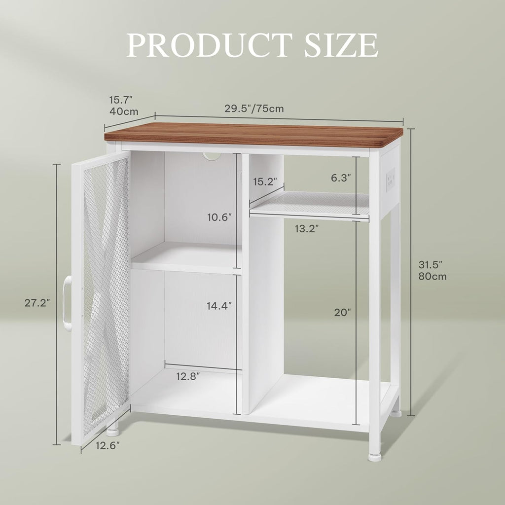 YITAHOME Fish Tank Stand with Power Outlets & LED Light, 20-29 Gallon Metal Aquarium Stand with Cabinet for Fish Tank Accessories Storage for Turtle, Reptile Terrarium, 350LBS Capacity, White
