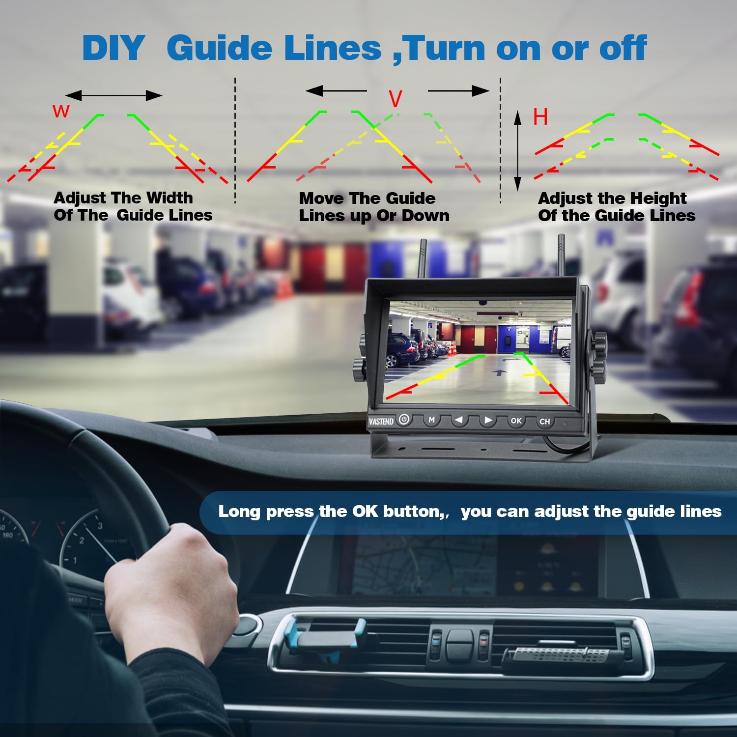 7 Inch RV Backup Camera Wireless, HD 1080P DVR Backup Camera High-Speed Rear View Observation System Stable Signals for RVs, Trucks, Trailers, IP69 Waterproof IR Night Vision