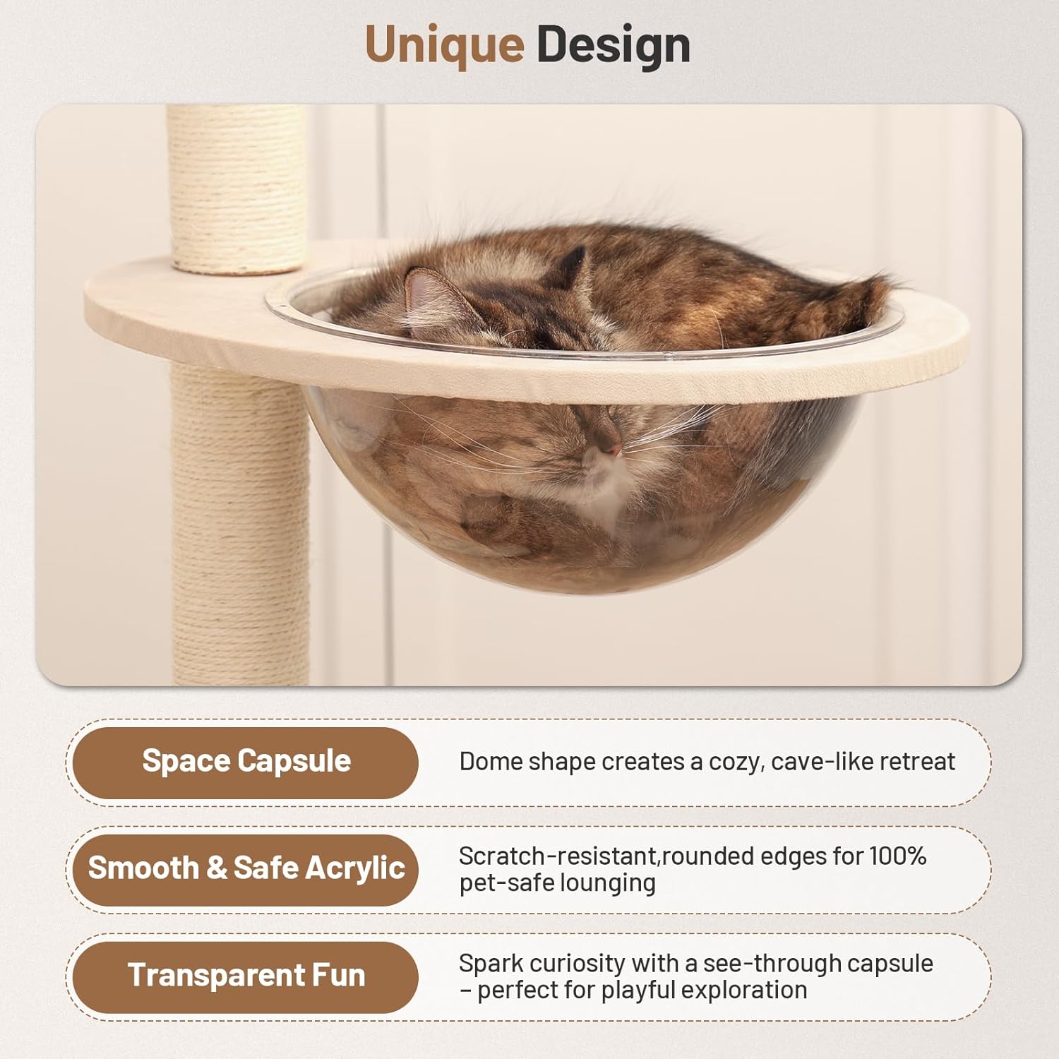 Rattan Cat Climbing Tower Condo with Scratching Post,Capsule,Basket,and Bed Modern Heavy Duty Cat Tree for Indoor Cat Large Adult