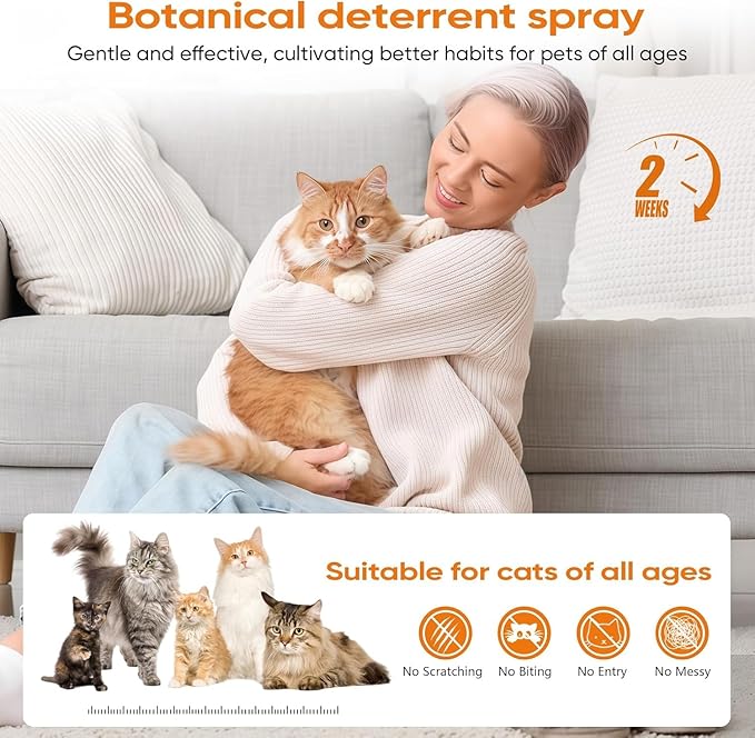 Cat Deterrent Spray 2 Pack, Natural Non-Toxic Plant Based Anti-Scratch & - Image 7