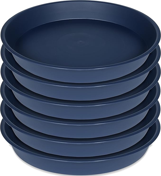 6 Pack of 7 inch Plant Saucer, Heavy Duty Plastic Plant Water Tray 7 inch Round by Bleuhome