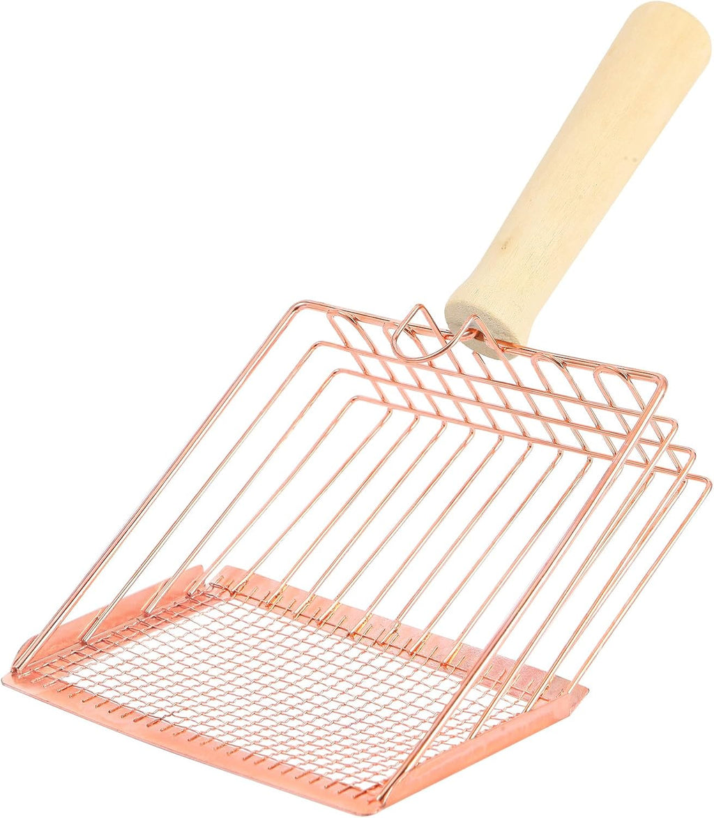 Litter Scooper, Metal Litter Scoop, Pooper Scooper with Wooden Handle, Cat Litter Scoop, Metal Scooper & Speed Sifter Deep Shovel Scoop Filter,Kitten Pooper Lifter for Litter Box