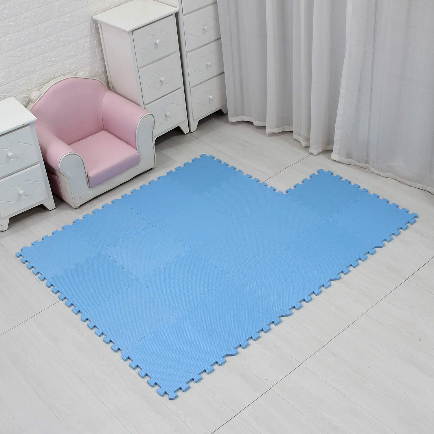 MQIAOHAM® 18 Pieces Puzzle Play Mats, Soft Baby Play Mat, Kids Interlocking Foam Floor Tiles, Toddlers Carpet Playmats G301018-107
