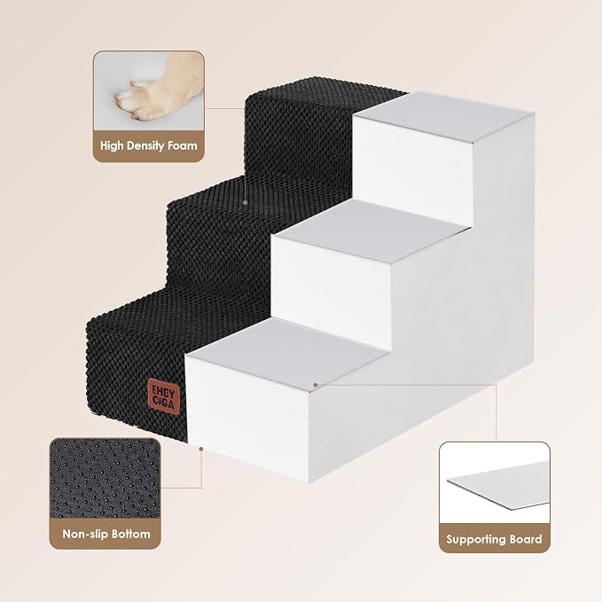 EHEYCIGA Dog Stairs for Small Dogs 13.5" H, 3-Step Dog Steps for Couch Sofa and - Image 2