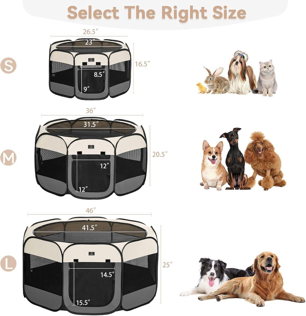 A4Pet Cat Playpen, 39.5” Pop Up Dog Playpen with Bowl, Suitable for Puppies, Kittens, and Small Animals, Removable Zipper & Mesh Panel(16”W × 10”H)