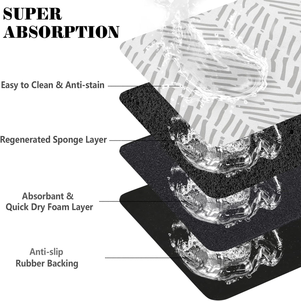 Dog Food Mats for Floors Absorbent, Pet Cat Food Mat - Quick Dry Dog Bowl Mats for Food and Water, Eco-Friendly Boho Pet Supplies