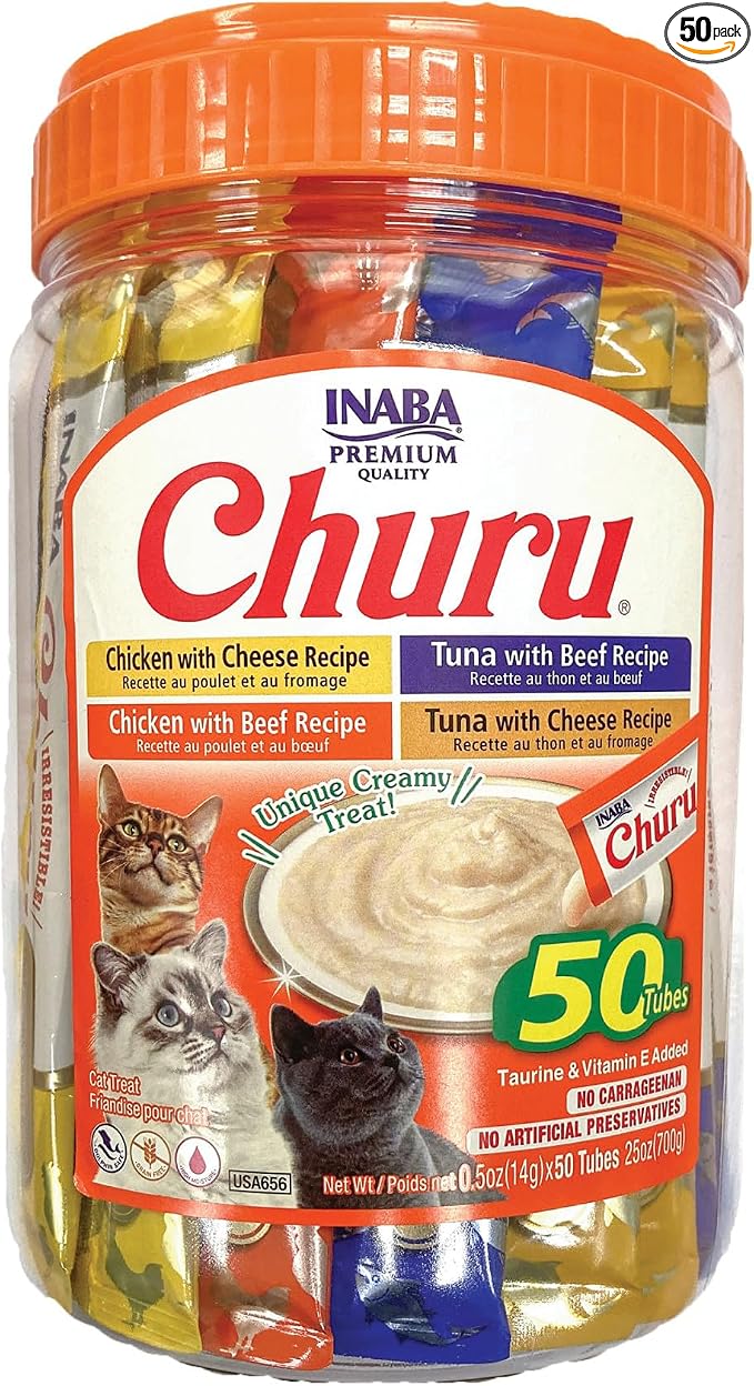 INABA Churu Cat Treats, Squeezable Creamy Purée Cat Treat by INABA