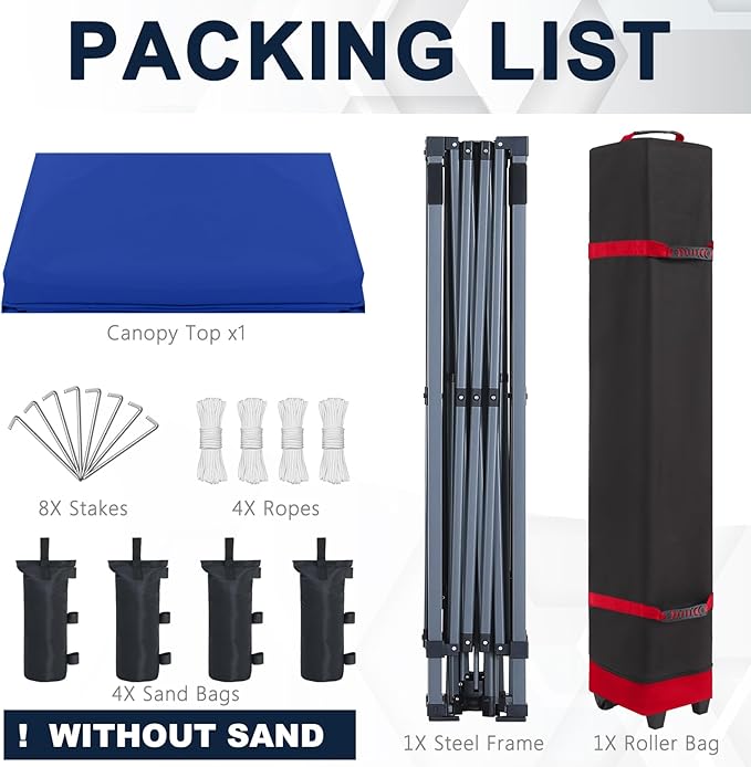 COOSHADE Durable Easy Pop Up Canopy Tent 12x12Ft(RoyalBlue)
