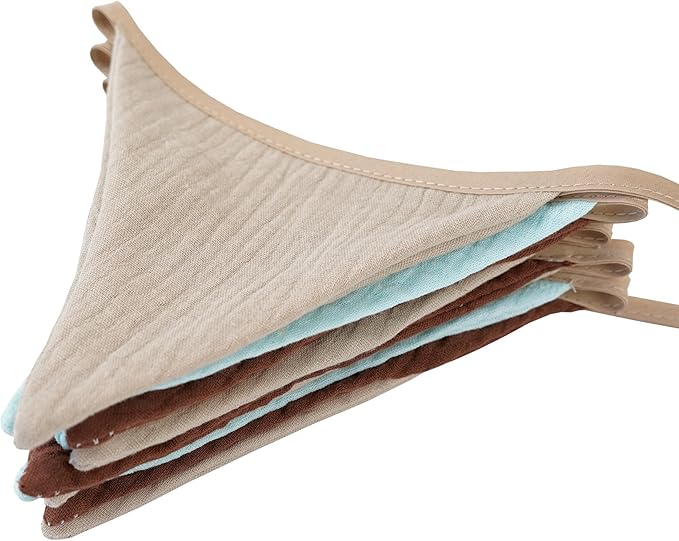 Fabric Bunting Banner, 2 Pack Handmade Neutral String Banner Each 8.5 ft 10 Flags Nursery Wall Hanging Wedding Birthday Home Baby Shower Party Decoration Bunting (Coffee Blue)