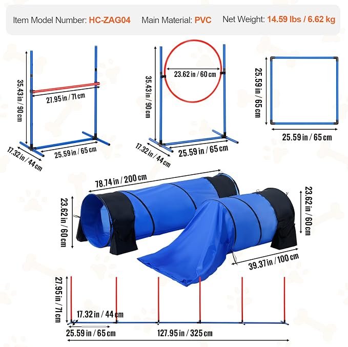 VEVOR Dog Agility Training Equipment, 2 Tunnels - Image 8