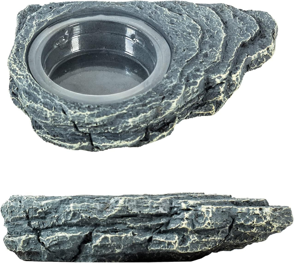 REPTIZOO Reptile Magnetic Feeder Ledge, Single Bowl Reptile Food Dish with 3PCS Feeding Cups Food Water Feeder for Crested Gecko Lizard Chameleon Pets