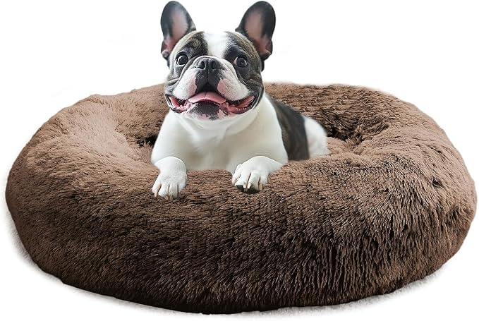 JOLLYVOGUE Calming Dog Beds Large Sized Dog, 36in Donut Washable Large Pet Bed by JOLLYVOGUE