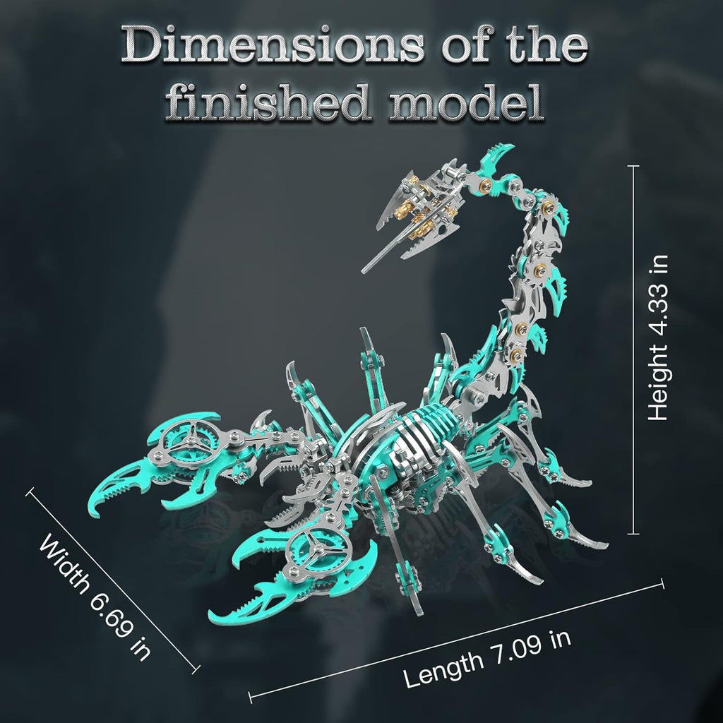 Scorpion 3D Metal Puzzles Kits for Adults Teens – 454 Pcs – Mechanical Assembly Models – 4 Hours to Build – Ideal for Gifts and Decorations (Green)