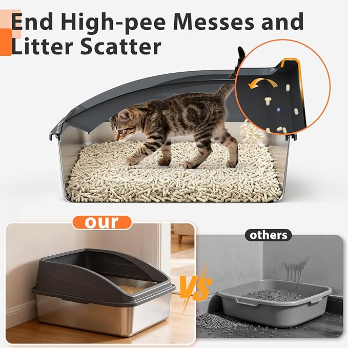 AIPERRO Stainless Steel Litter Box | Metal Kitty Litter Box - Image 2