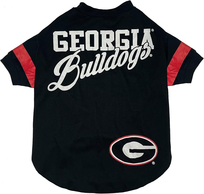 NCAA Georgia Bulldogs T-Shirt for Dogs & Cats, Large. Football/Basketball Dog by PETSFIRST