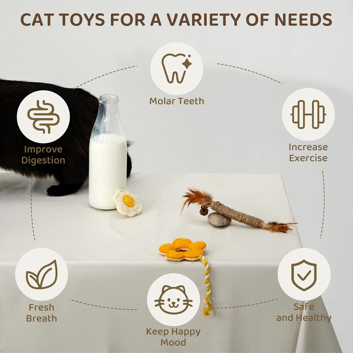 Catnip for Cats,Interactive Silvervine Sticks for Cats, Loofah Chew Cat Toys for Indoor Cats & Kitten Teething Toys & Cat Chew Toy,6 Pack
