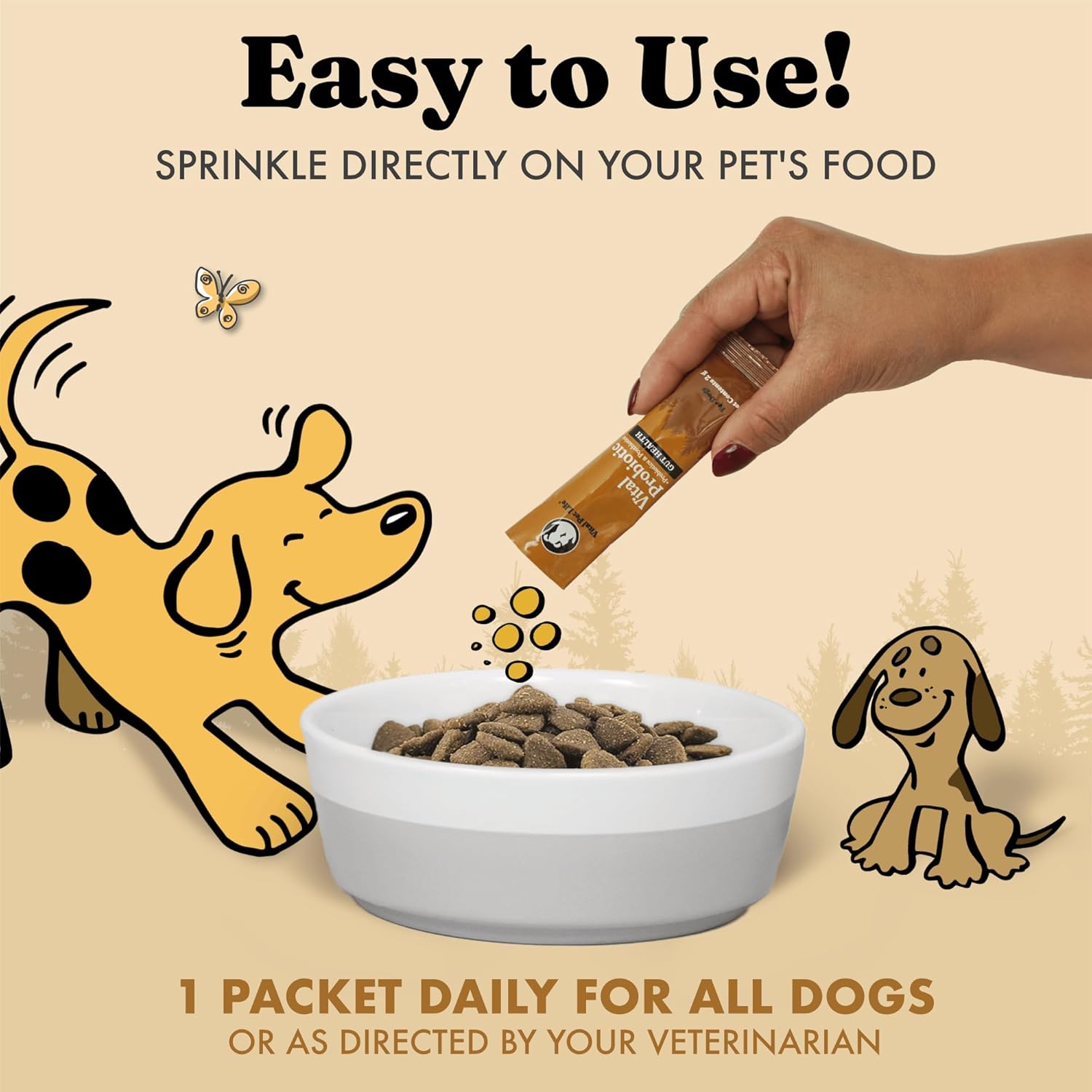 Vital Probiotics for Dogs - Wolf Microbiome, Daily Digestive Health, Dog Probiotics for Digestive Health, Powder Probiotic Supplement, Prebiotics & Postbiotics, Veterinarian Developed, 30 Packets
