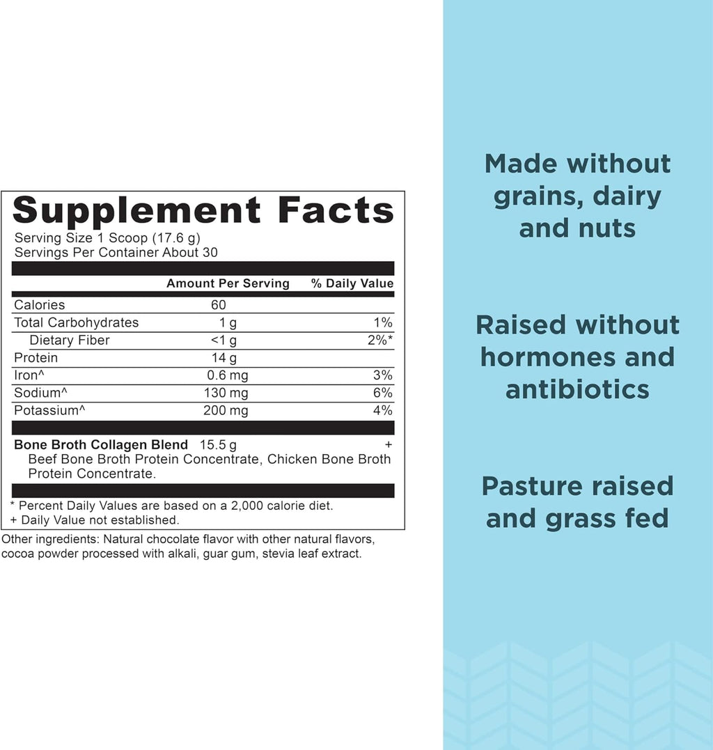 Ancient Nutrition Collagen Powder, Bone Broth Collagen, Chocolate, Hydrolyzed Multi Collagen Peptides, Supports Skin and Nails, Joint Supplement, 30 Servings, 18.6oz