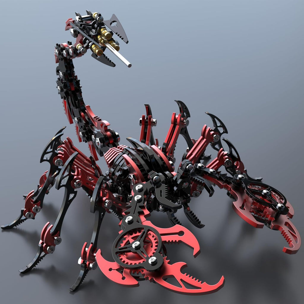 Scorpion 3D Metal Puzzles Kits for Adults Teens – 454 Pcs – Mechanical Assembly Models – 4 Hours to Build – Ideal for Gifts and Decorations (Red and Black)