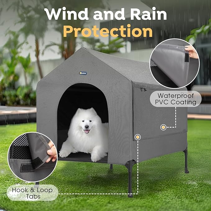 Veehoo 29" Dog House, 2-in-1 Small Dog House Outdoor Indoor Weatherproof - Image 3