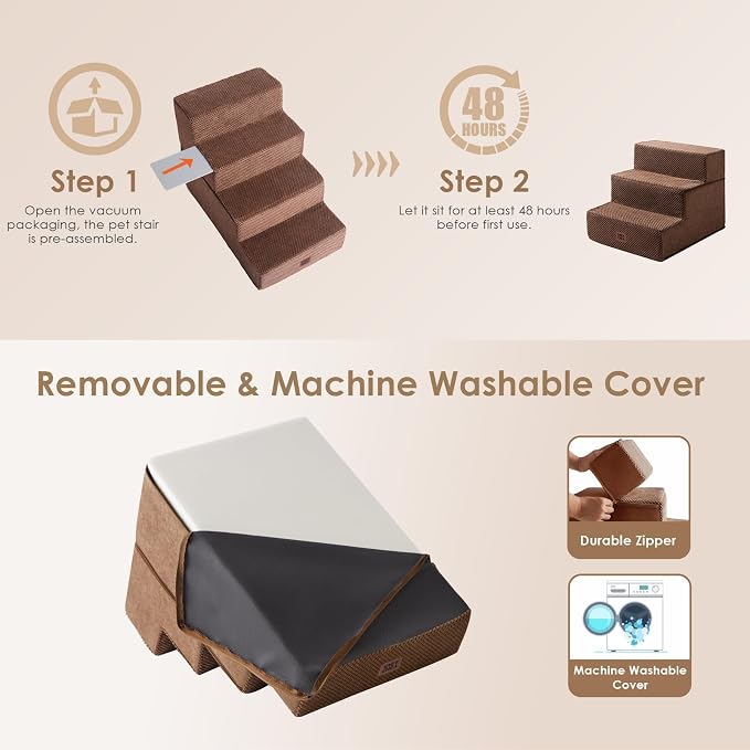 EHEYCIGA Dog Stairs for Small Dogs 13.5" H, 3-Step Dog Steps for Couch Sofa and - Image 6