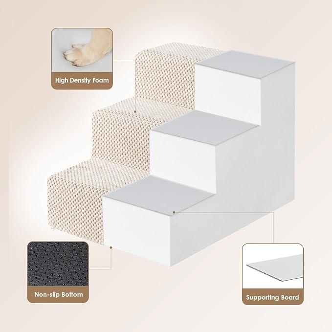 EHEYCIGA Dog Stairs for Small Dogs 13.5" H, 3-Step Dog Steps for Couch Sofa and - Image 3