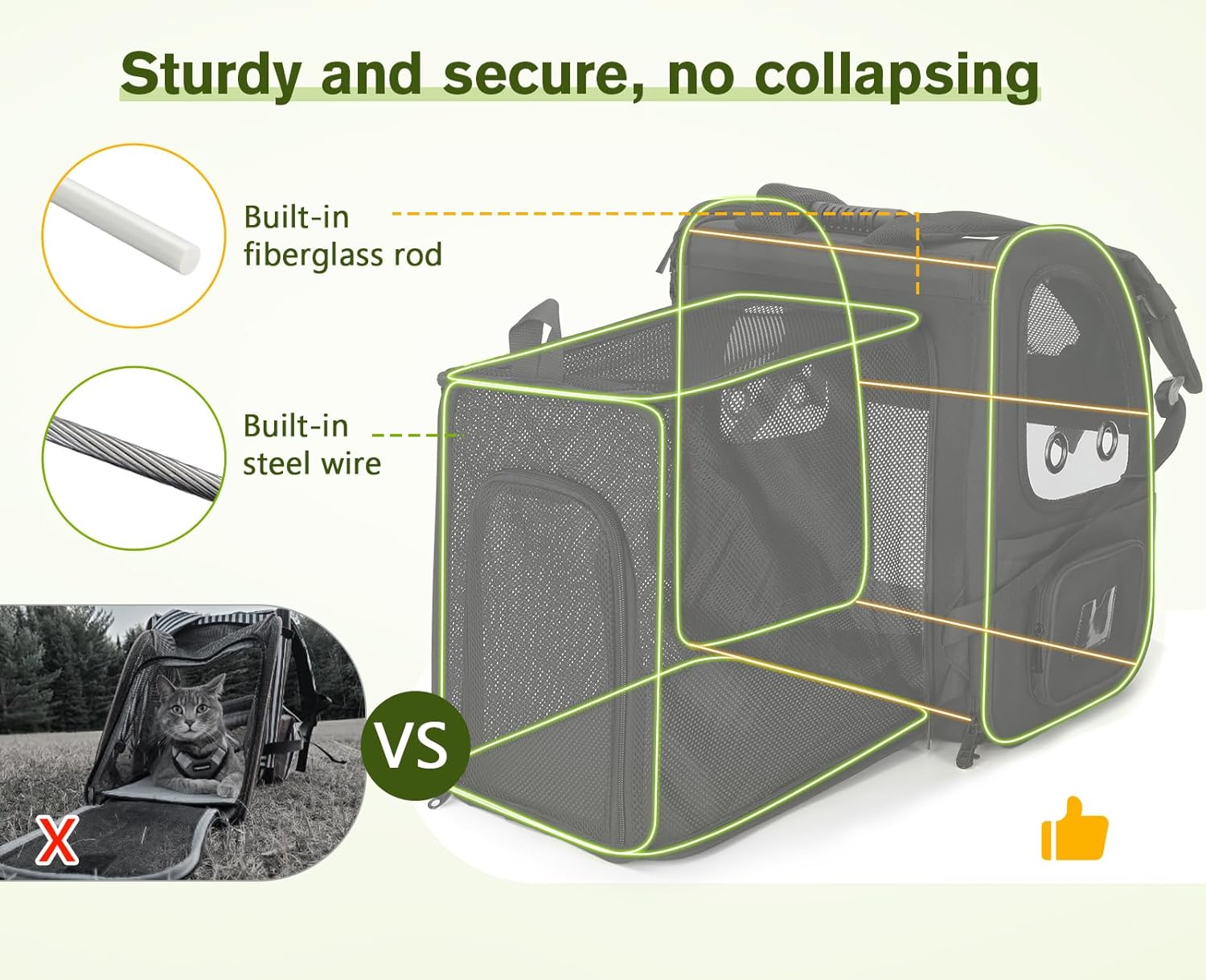 Pecute Pet Carrier Backpack, Dog Carrier Backpack, Expandable with Breathable Mesh for Small Dogs Cats Puppies, Pet Backpack Bag for Hiking Travel Camping Outdoor Hold Pets Up to 18 Lbs
