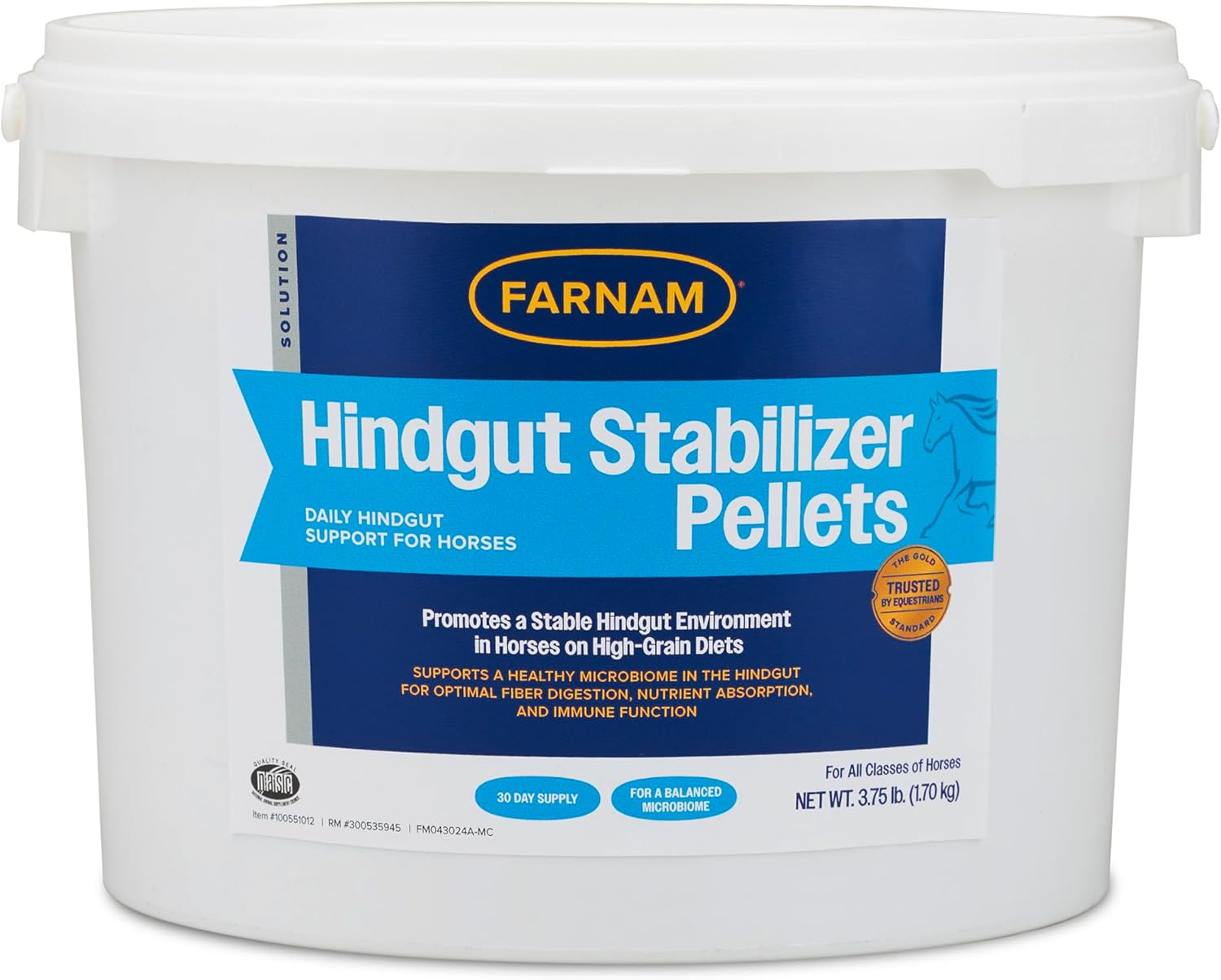Farnam Hindgut Stabilizer Pellets, Daily Digestive & Immune Supplement for Horses Helps Maintain a Balanced Microbiome for Optimal Digestion