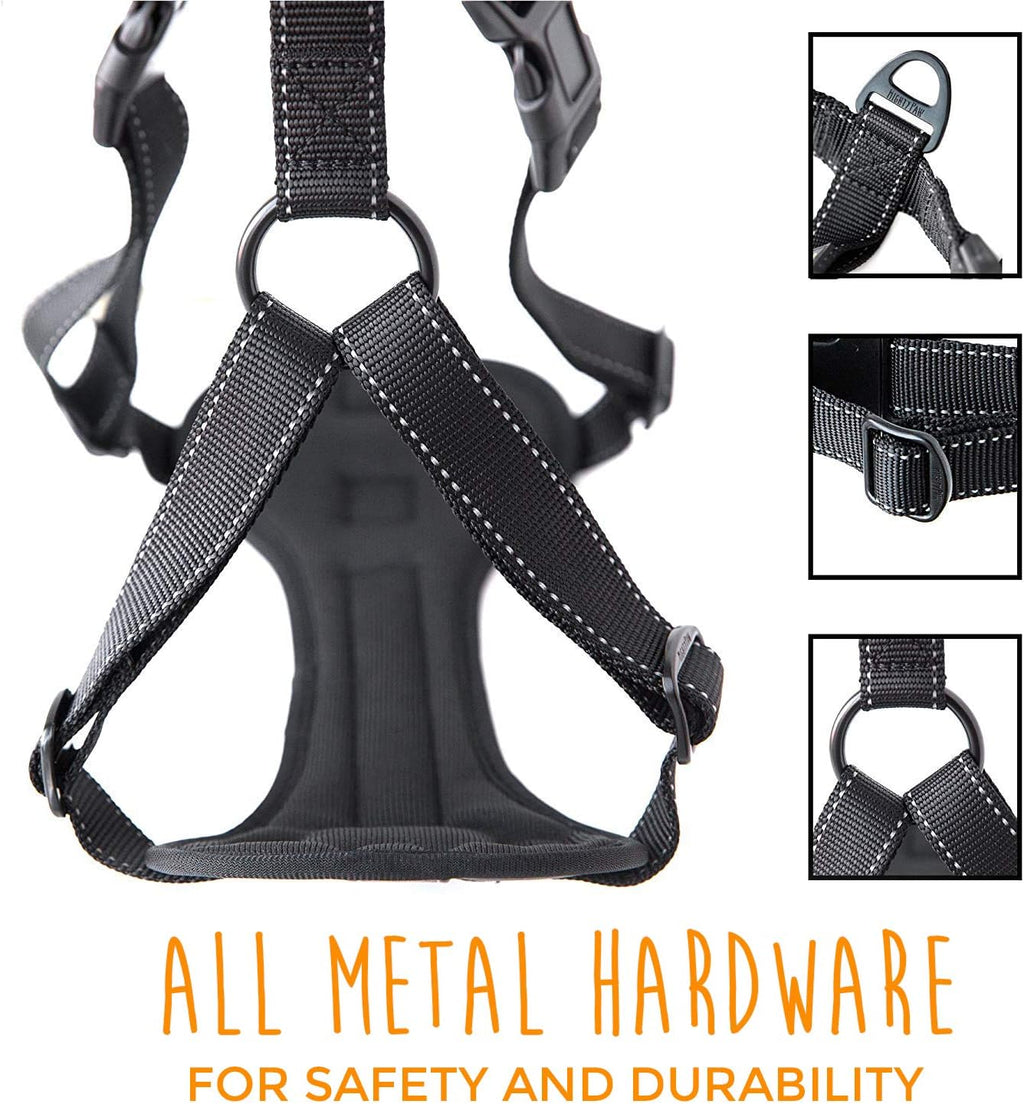 Mighty Paw Dog Car Harness - Vehicle Safety Gear - 2 Leash Attachment - Adjustable Straps - Reflective Stitching - Soft Padding - Standard Harness Functionality - No Pull Front Leash Attachment - S