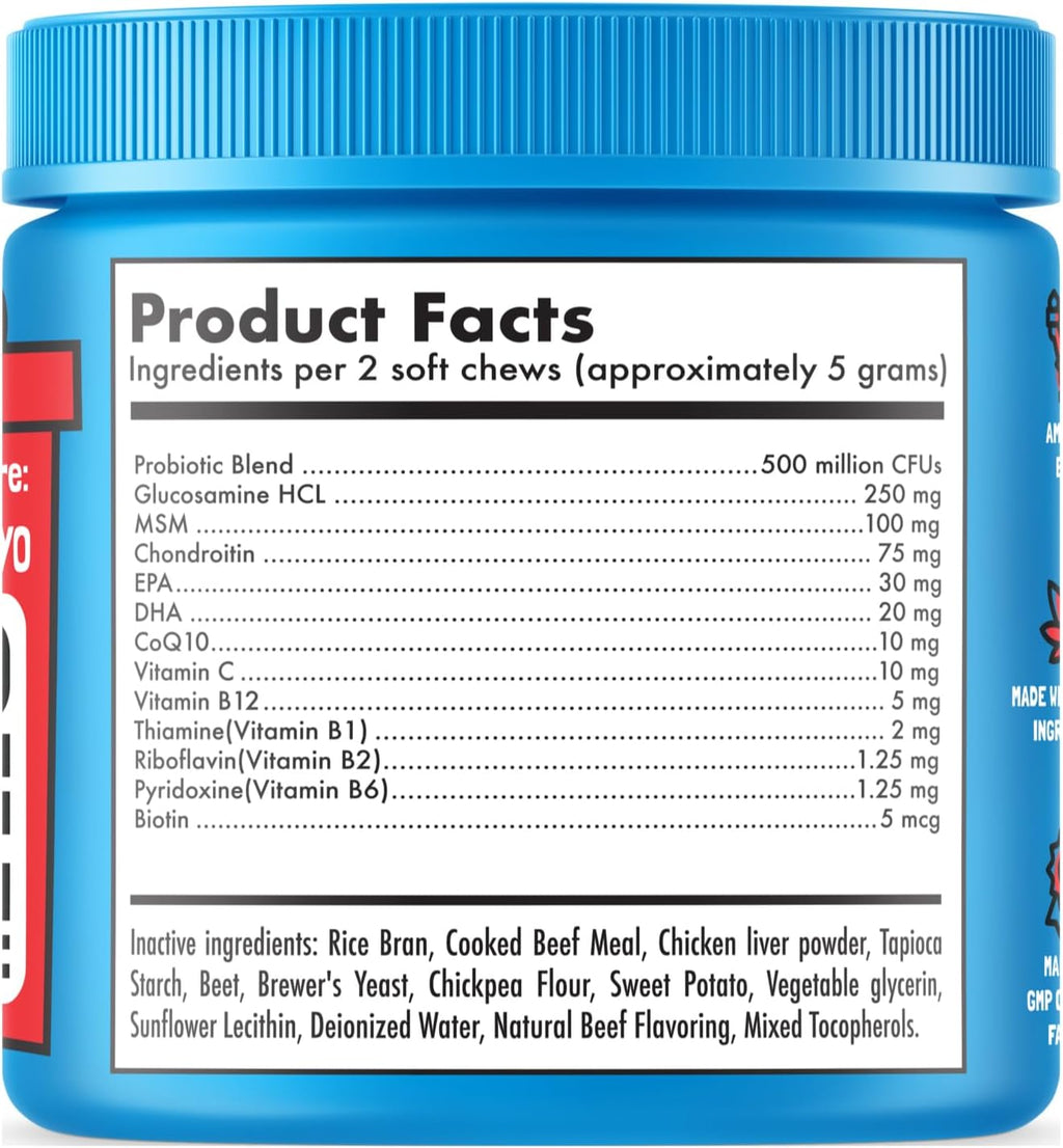 LEGITPET Dog Vitamins - 30 Multivitamins Chews w/Glucosamine Chondroitin, Probiotics Digestive Enzymes and Omegas - Supplement for Overall Health - Joint Support, Immune Health, Skin and Heart Health