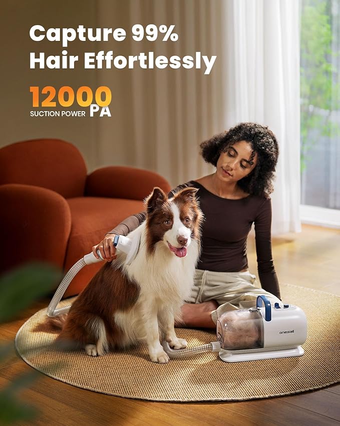 oneisall Dog Vacuum & Dryer for Shedding Grooming, 8 in 1 Dog Grooming Kit - Image 6