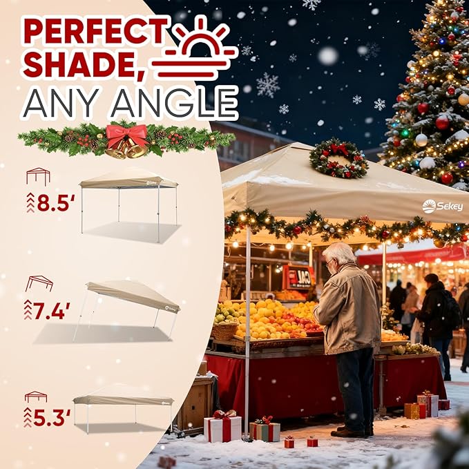 Sekey 10x10 Pop Up Canopy with One Push Setup-Easy Up Canopy with 99% UV Blocking - Instant Outdoor Sun Shade for Events, Parties, Camping- Commercial Gazebo with Weight Bags,Wind Proof&Waterproof