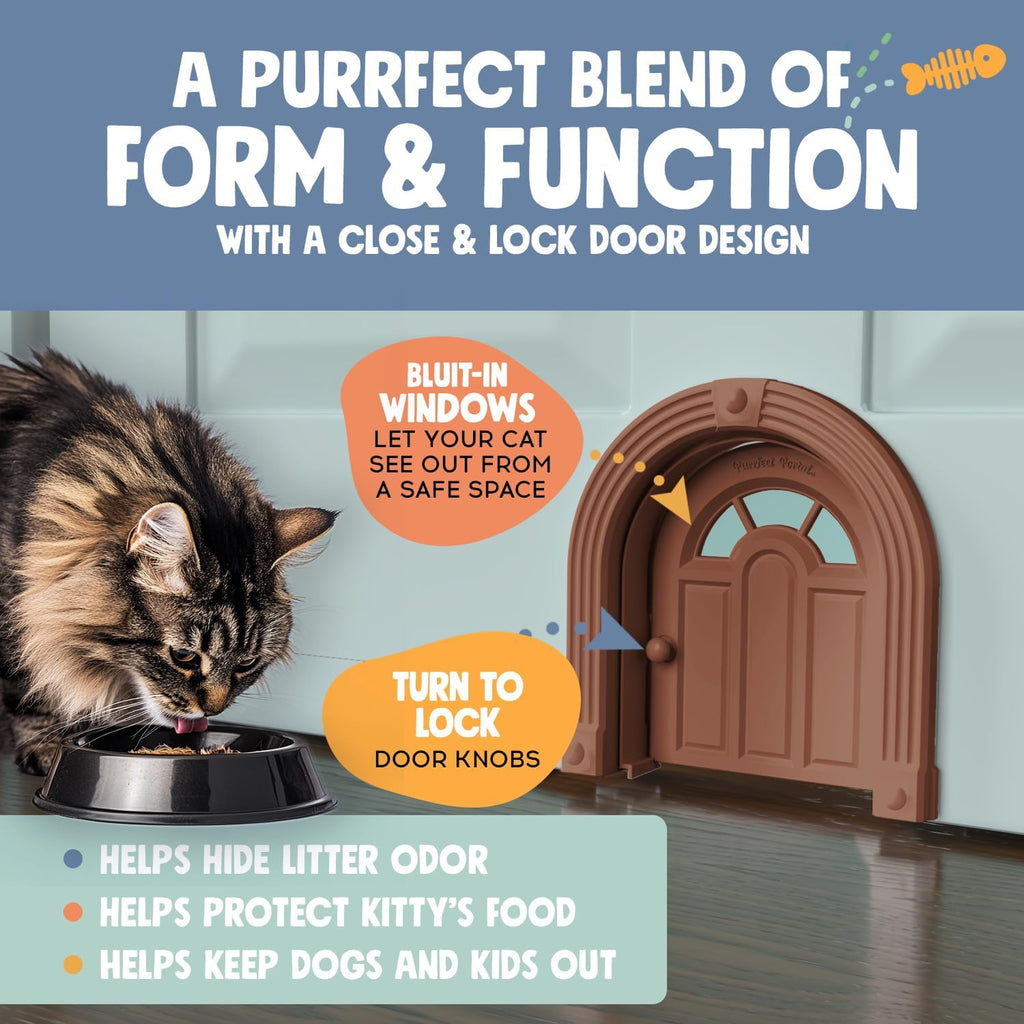 Meow Manor® Cat Door Interior Door - No-Flap, Interior Cat Door for Cats Up to 20 lbs, Easy DIY Setup, Secured Installation in Minutes, No Training Needed…