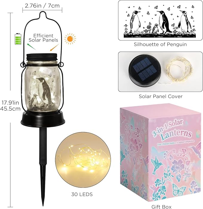 Penguin Gifts for Women/Men Penguin Solar Lanterns Mom Birthday Animal Lovers - Image 7