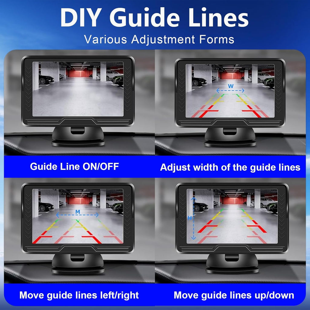 Wireless Reversing Camera System with 5 inch Split Screen, IP69K Waterproof Backup Camera with Night Vision, Support add 2nd Wireless Rear View Camera for Trailer, RV, Trucks, Farm Vehicle