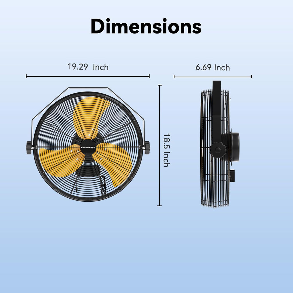 14 Inch Wall Fan Pro Series - Waterproof Motor High Velocity Wall Mount Fans for Commercial, Residential, Warehouse, Covered Patio, Shop, Garage, Barn 3 Speed 3000 CFM UL Safety Listed