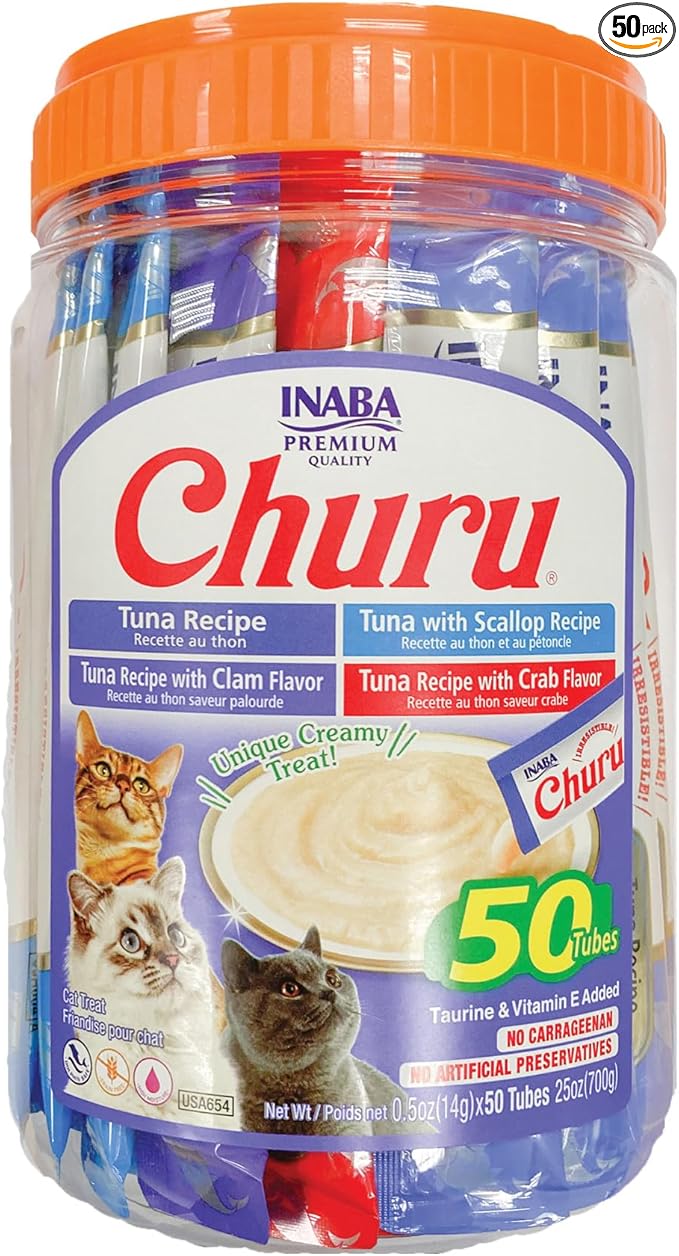 INABA Churu Cat Treats, Squeezable Creamy Purée Cat Treat by INABA