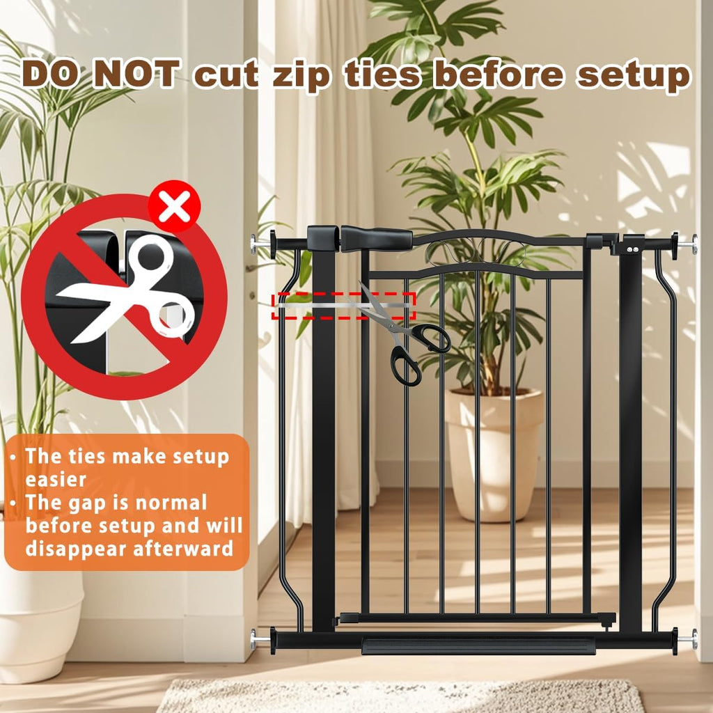 67.3-81.1" Extra Wide Baby Gate for Stairs No Drilling, 30" Tall Auto Close Press Mounted Baby Gate for Doorways, Adjustable Width Walk Through Long Gates for Kids or Pets, Black