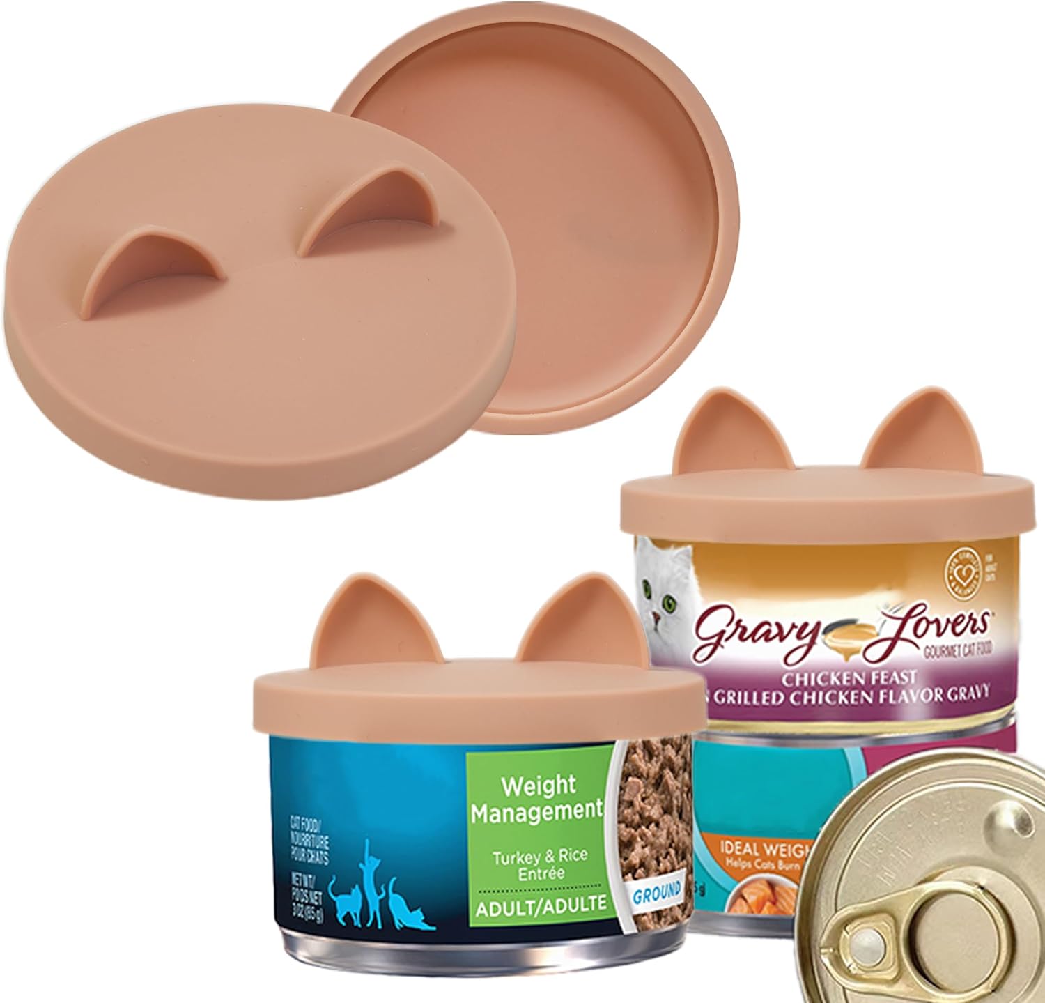 OHMO 2 Pack Cat Food Can Lids, Small Size (3 oz) Silicone Pet Food Can Lids Covers for 3 oz Cat Food Cans