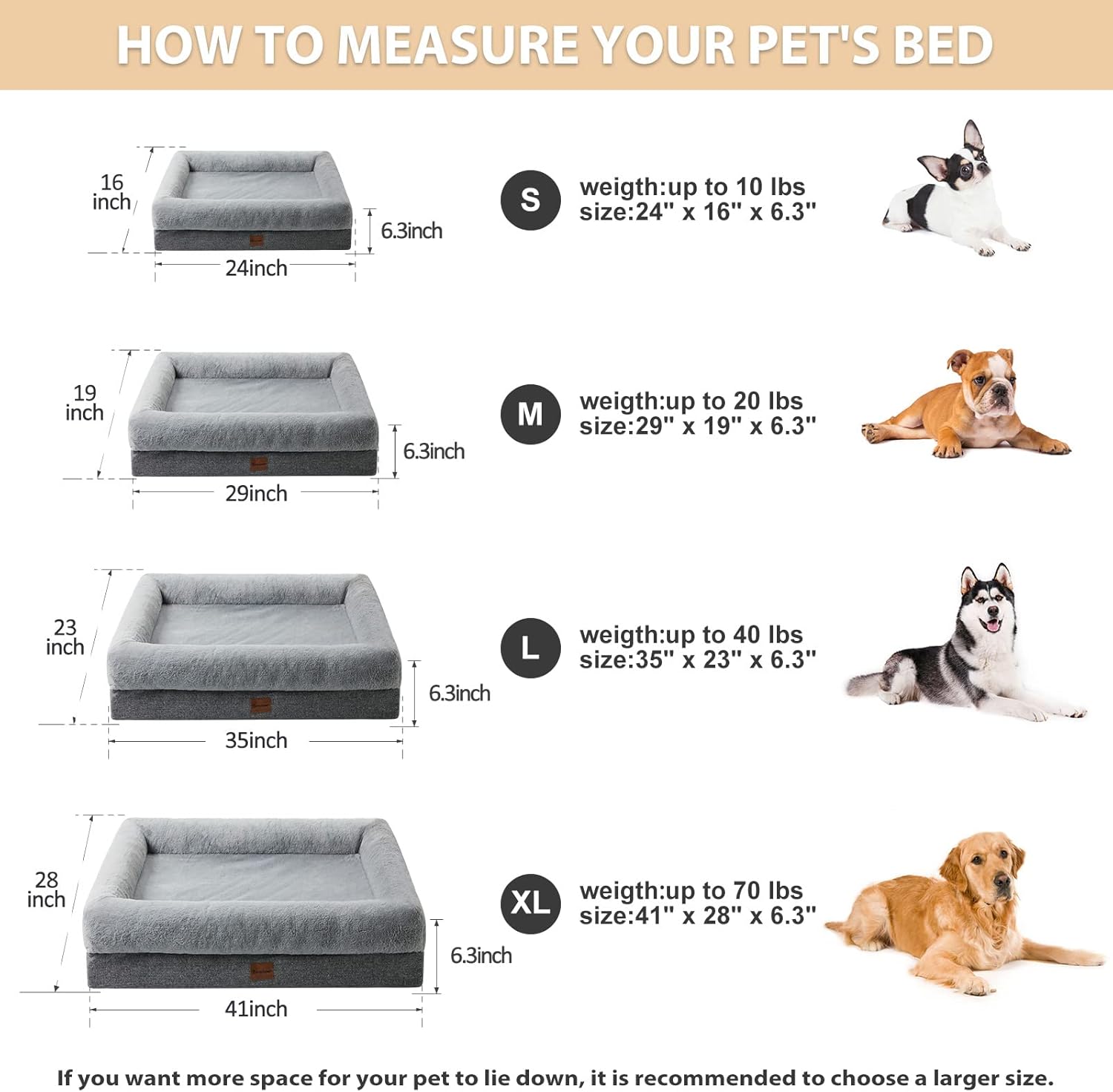 BFPETHOME Dog Beds for Small Dogs, Washable Dog Bed with Sides, Orthopedic Medium Sized Soft Mats with Removable Cover & Waterproof Pet Mat for Pet
