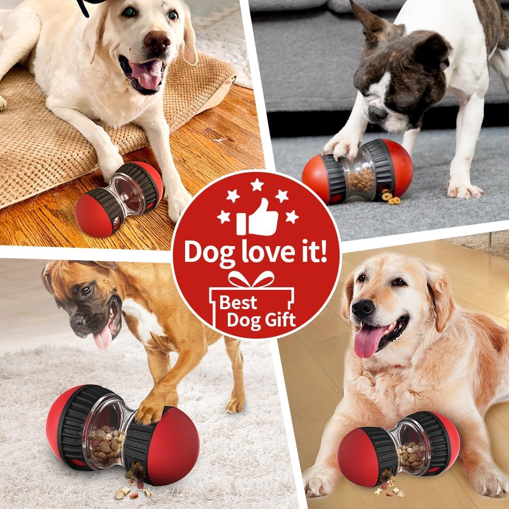 Interactive Dog Puzzle Toys, Brain Stimulation Rolling Treat Dispenser Ball & Slow Feeder Combo for Dogs to Keep Them Engaged and Busy