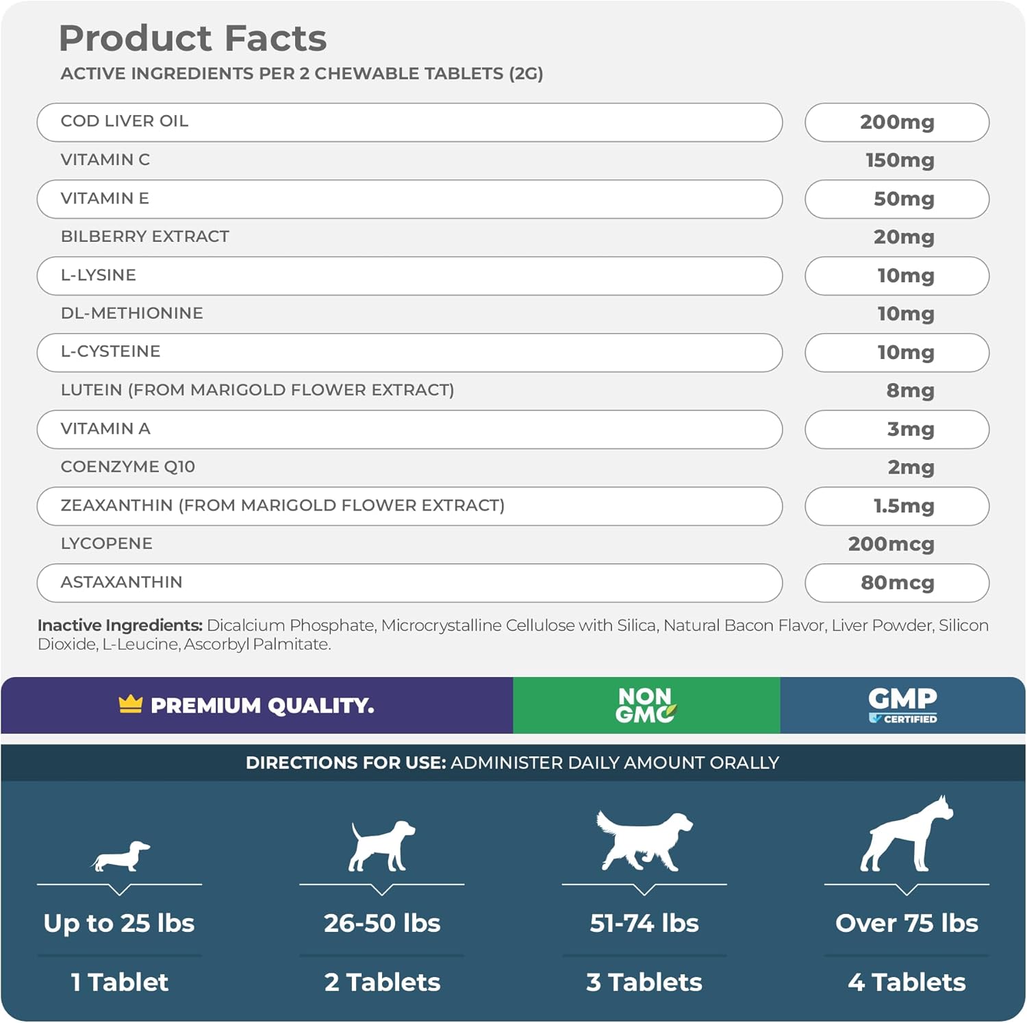 Eye Support for Dogs - 120 Chewable Tablets - Supplements for Vision, Eye Vitamins for Dogs, with Cod Liver Oil Antioxidant, Omega 3 EPA and DHA Fatty Acids.