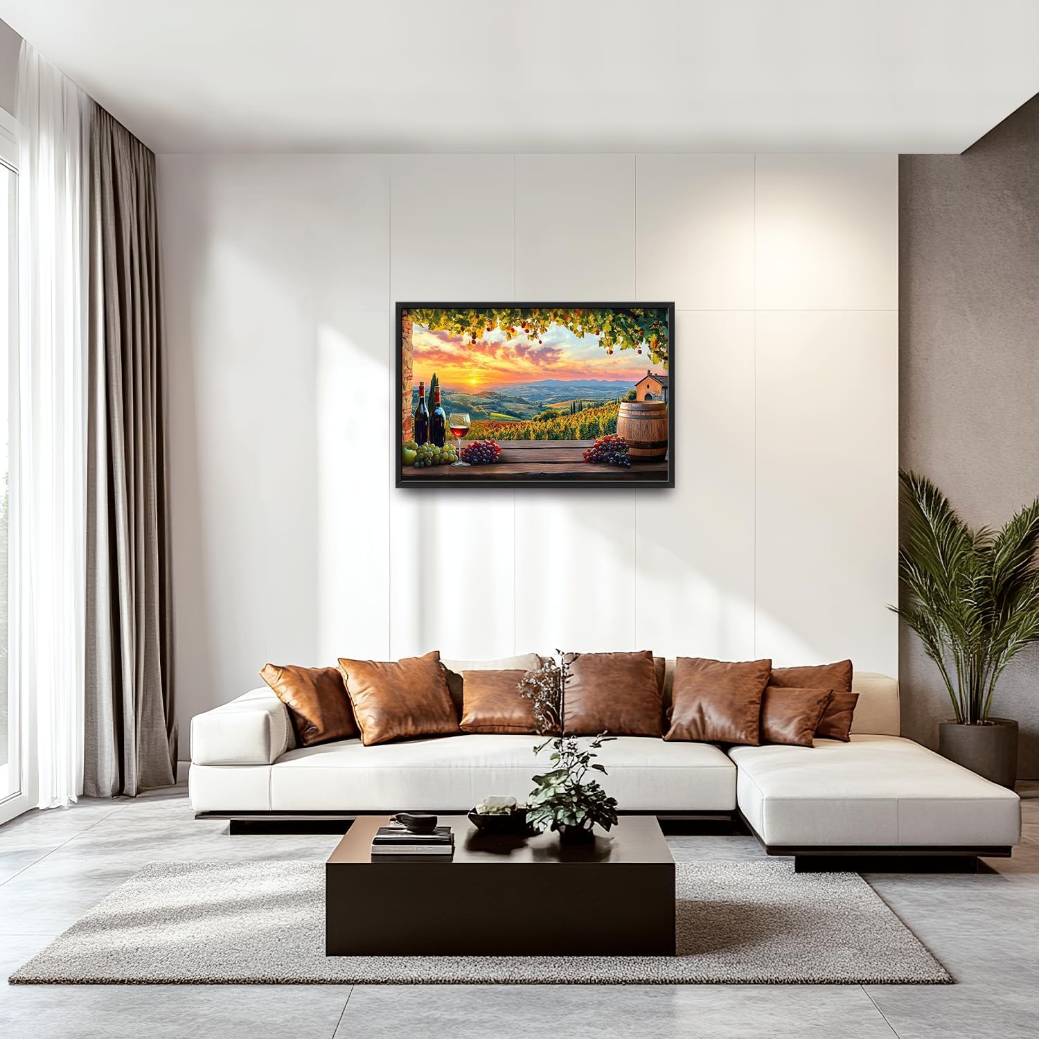 Large Sunrise Landscape Wall Art for Living Room, Sunset Scenery Canvas Oversized Wall Decor for Dining Room, Aesthetics Framed Pictures Painting Print Artwork for Bedroom Office 36L" x 24W"
