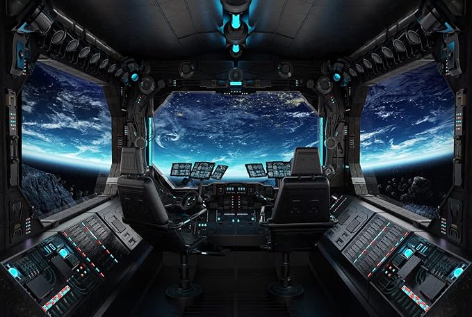 Outer Space Views from The Spaceship Wall Mural Wallpaper for Bedroom Living Room(Not Peel n' Stick)