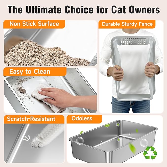 Stainless Steel Cat Litter Box, Extra Large XL Odor Free Metal Litter Box - Image 4