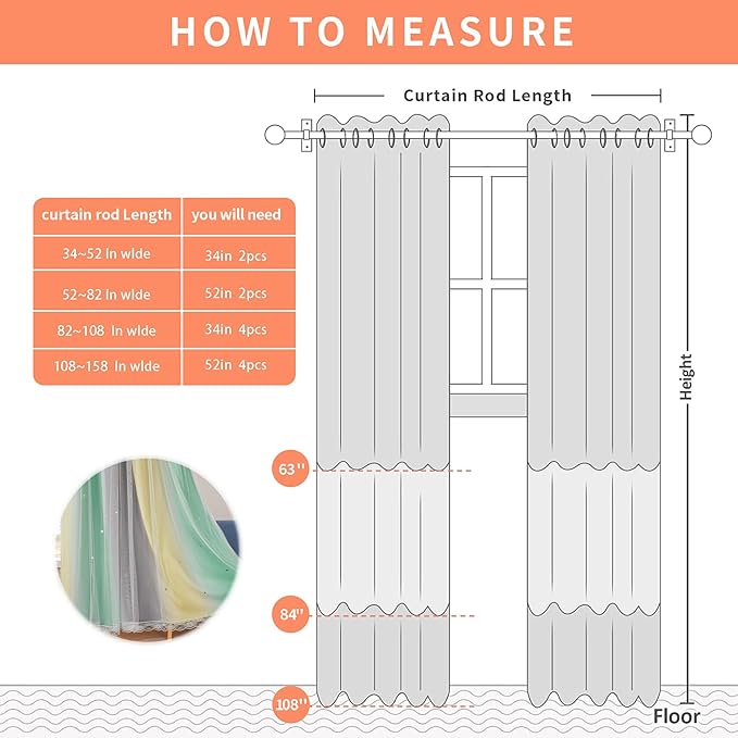 XiDi Grey Green Yellow 90 Inches Curtains for Girls Bedroom 2 Panels Set, Blackout Rainbow Curtains for Kids Room Decor, Unicorn Wall Decals Drapes for Little Girl Nursery Room 34 Inches Wide