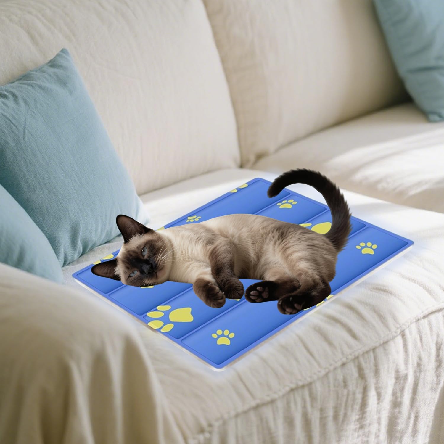 Dog Cooling Mat, Cooling Mat for Dogs & Cat, Provides Instant Relief for Small, Medium, Large Dogs, Washable, Non-Slip Design, Perfect for Hot Summer Days to Keep Pets Comfortable(S 20''*16'')