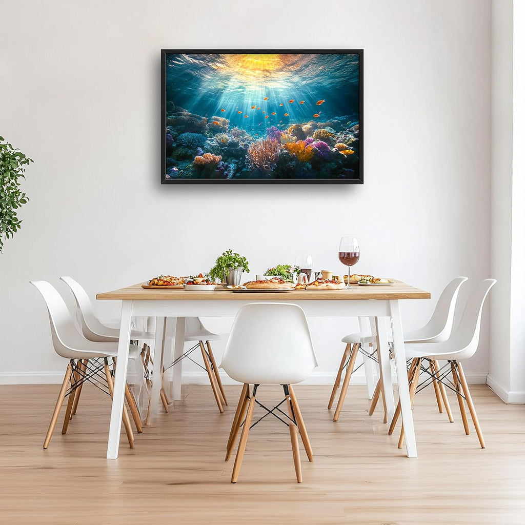 Quorin Ocean Large Wall Art Undersea Pictures Sea Nautical Wall Decor Coral Reef Fish Canvas Print Painting Artwork for Bathroom Living Room Bedroom 36L x 24W