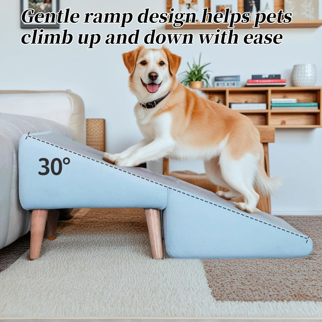 Split Ottoman Dog Ramp, Folding Pet Ramps Stairs for Couch, Pet Ramps Stairs for Small and Large Dogs, Holds up to 220 lbs (Beige, One Size)